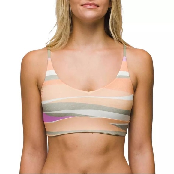 NWT Prana Willow Falls Reversible Longline Colorful Striped Swim Bikini Top - Picture 1 of 9